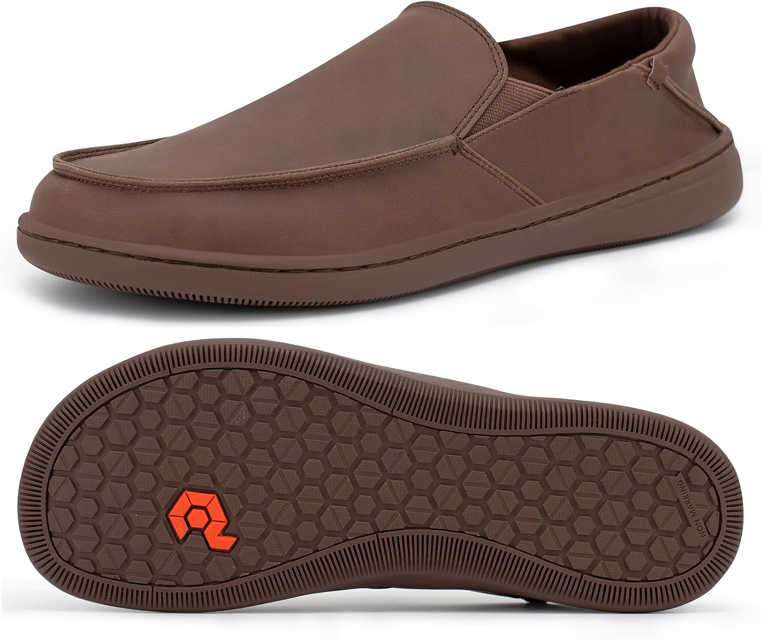 

Мужские туфли Pulltop Barefoot с широкой носовой частью - минималистичные туфли-босоножки, кроссовки без каблука, слайпы для ходьбы, противоскользящие, темно-коричневый