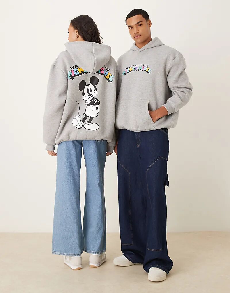 

Толстовка унисекс Disney в стиле «дайвинг» из плотной ткани с принтом Микки Мауса серого цвета от ASOS DESIGN