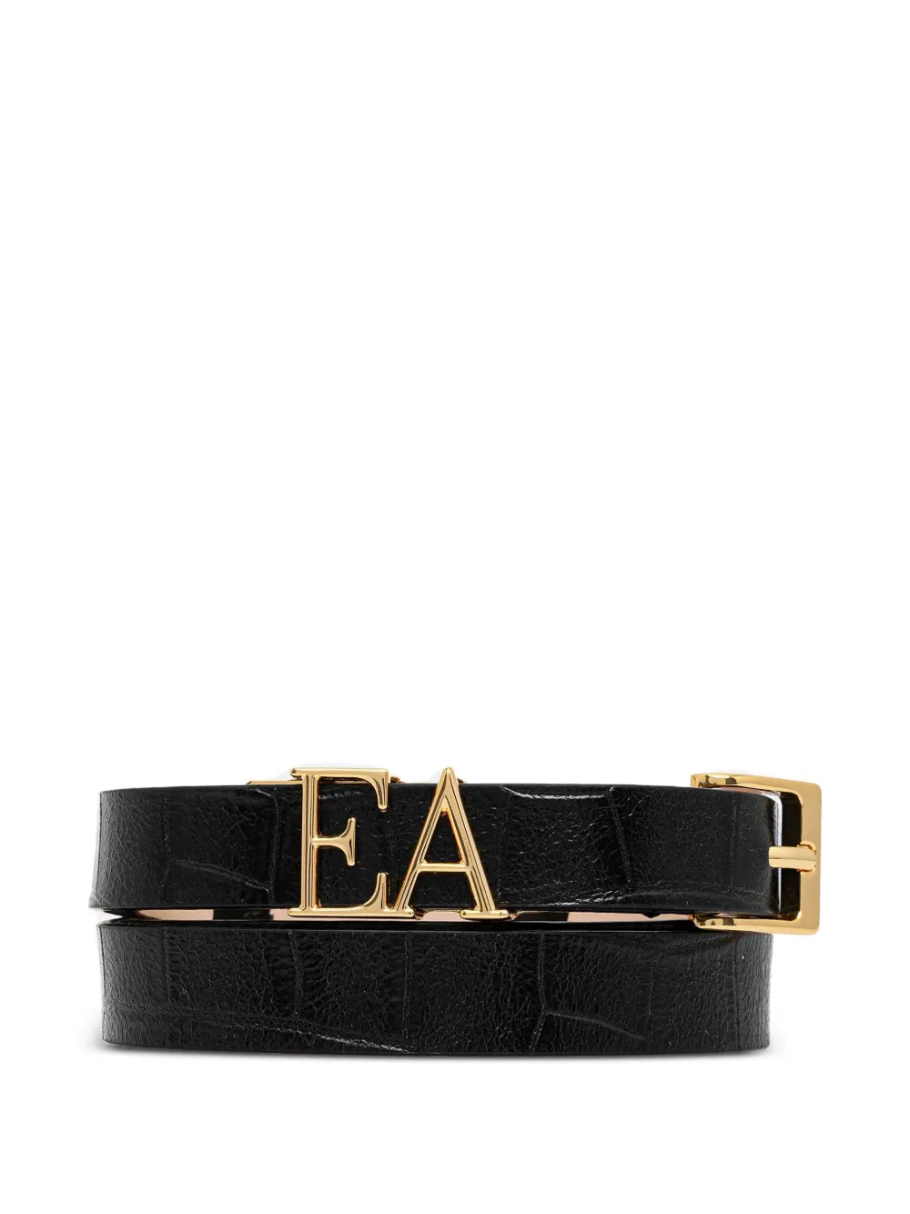 

Ремень с тиснением под крокодила Emporio Armani, черный