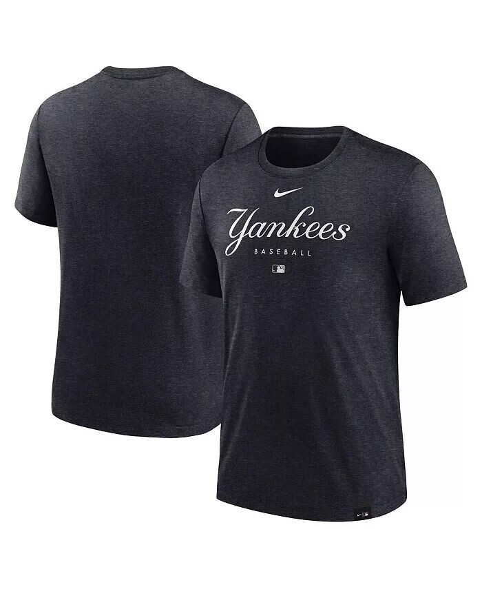 

Мужская футболка цвета угольно-хизер New York Yankees Authentic Collection Early Work Tri-Blend Performance Nike, черный