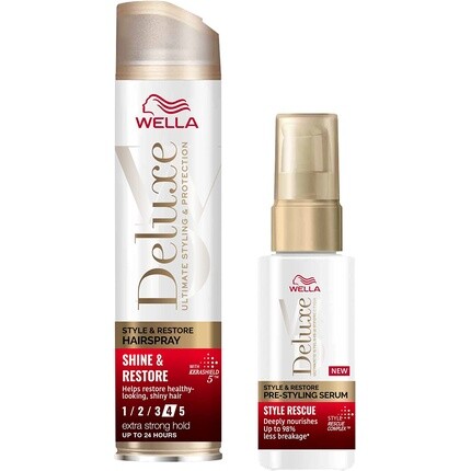 

Сыворотка для предварительной укладки Wella Deluxe Duo Style Rescue и лак для волос Dream Smooth, Shine and Repair