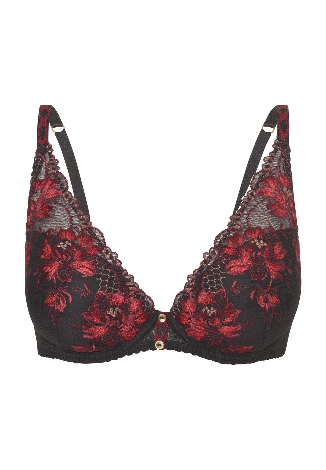 

Женский кружевной бюстгальтер на косточках Lovessence с вышивкой и зубами мыши Aubade, цвет Noir