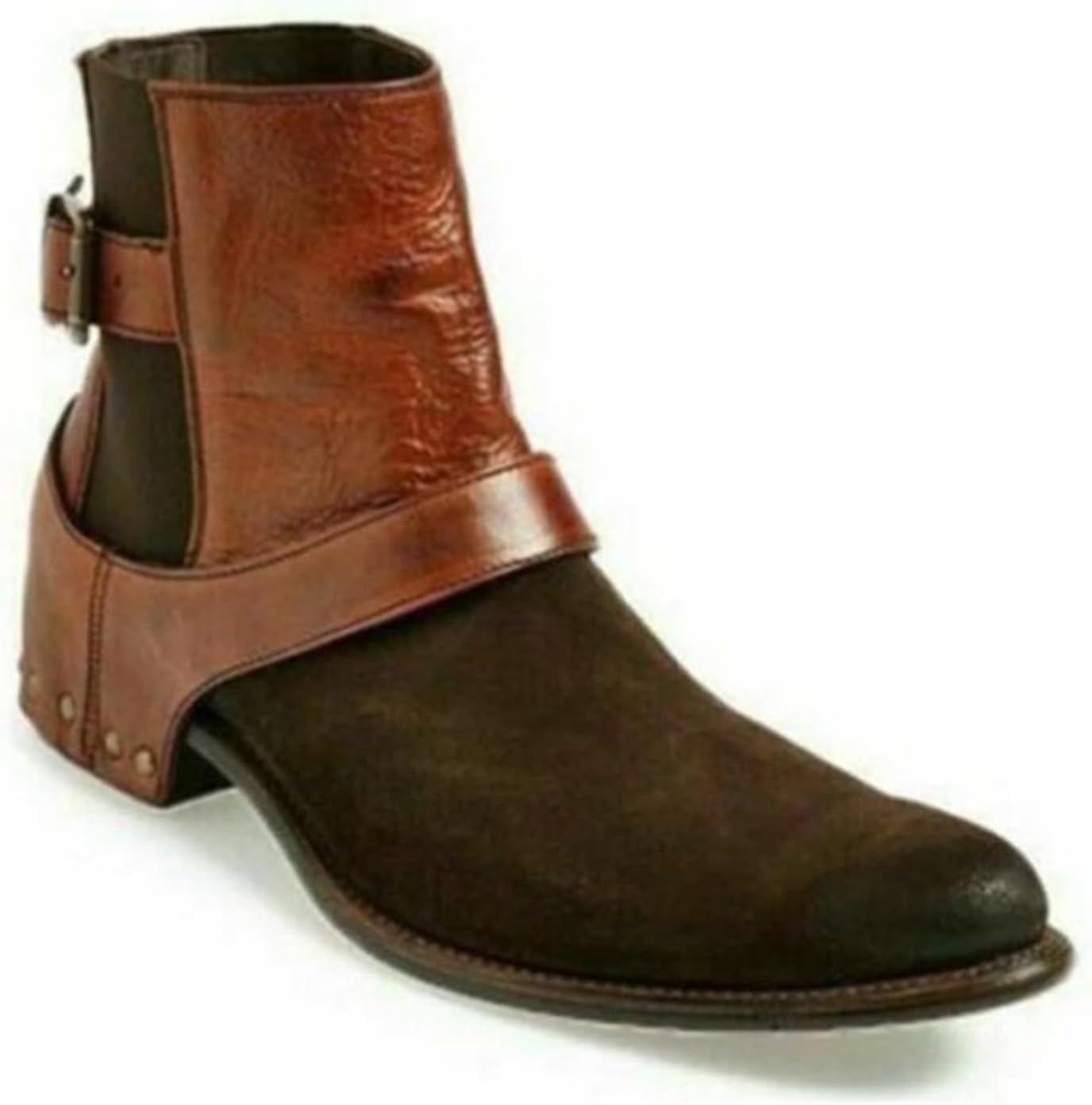 

Ковбойские ботинки для мужчин и женщин, короткие ботинки, низкий каблук, заостренный носок, кожаные, удобные, модные, ретро, классические ботильоны на осень и весну, дышащие, винтажные ездовые ботинки (Цвет: коричневый, Размер: 13.5 женский/12)...