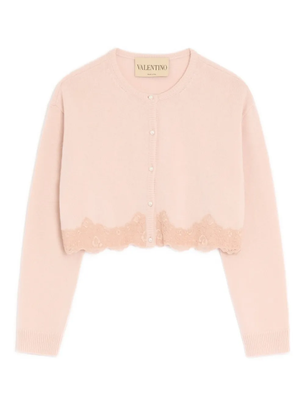 

Кардиган из шерсти с кружевной отделкой Valentino Garavani, розовый