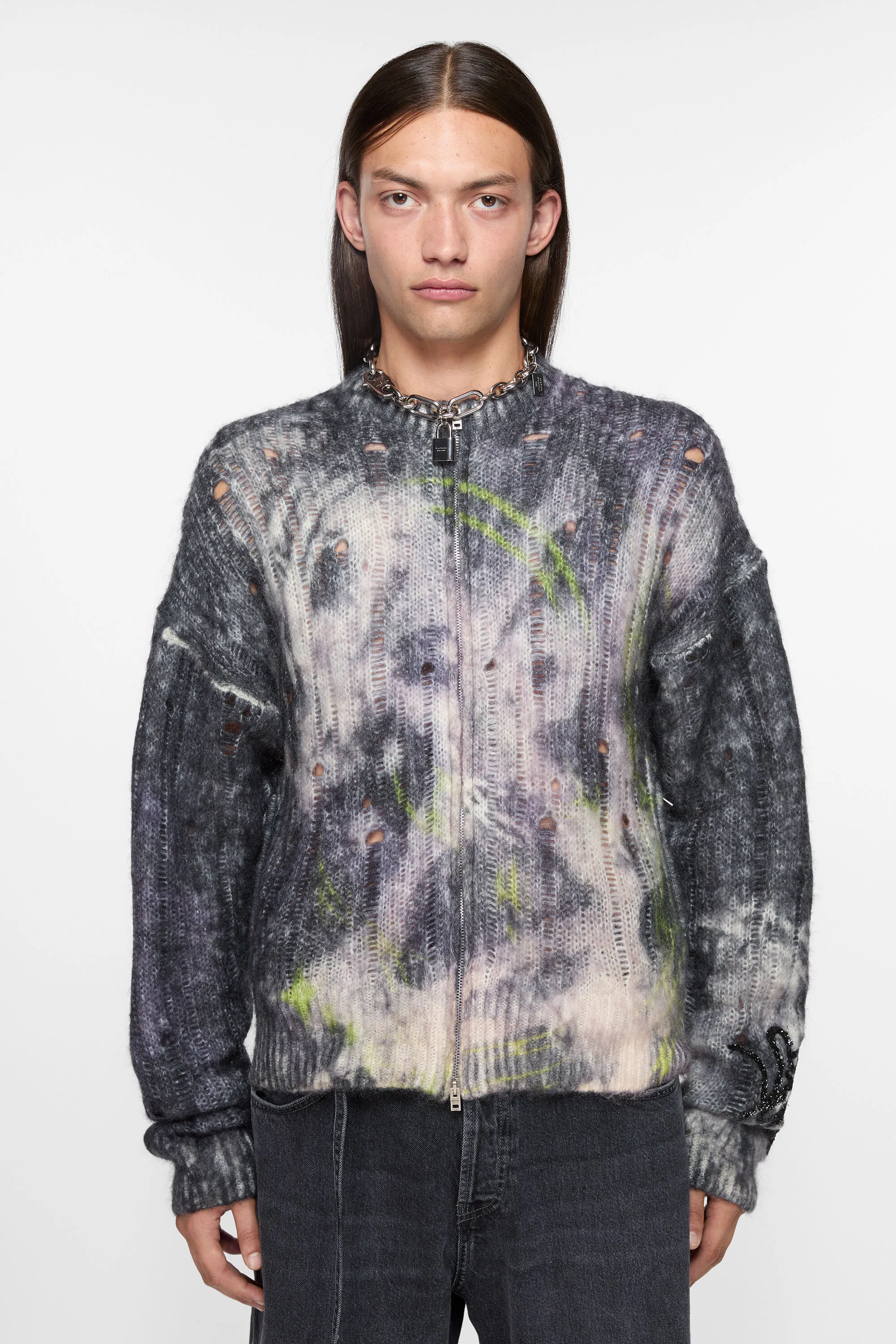 

Вязаный кардиган с принтом Acne Studios, черный