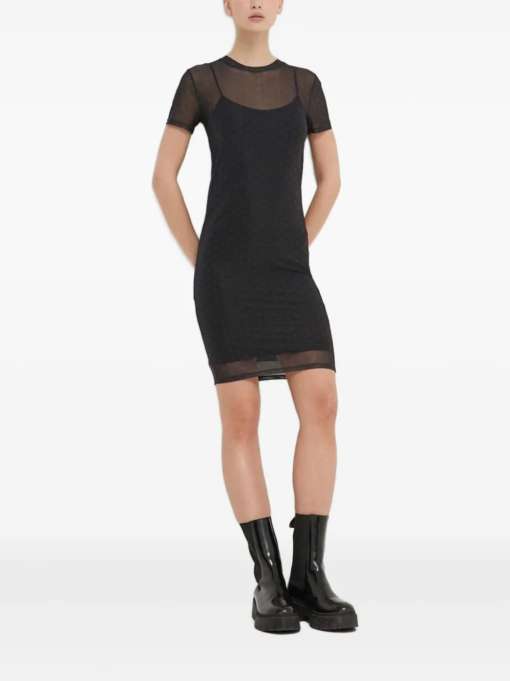 

Сетчатое платье с логотипом Hugo, черный