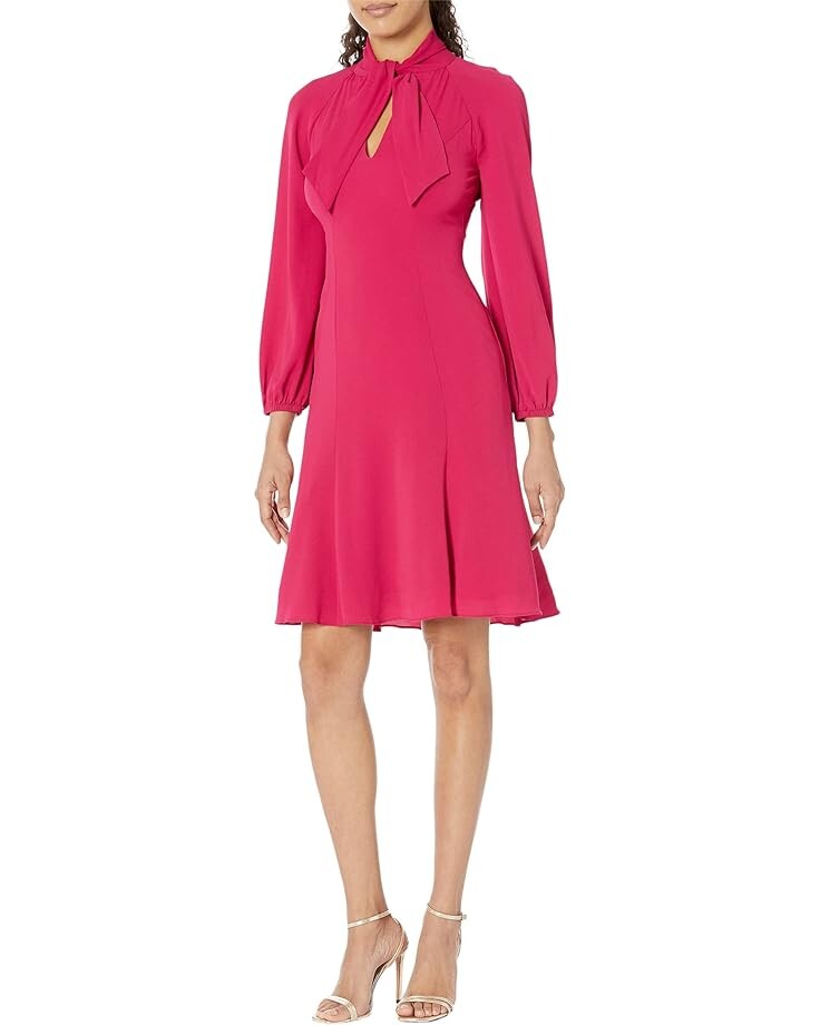 

Платье Maggy London Midi with Blouson Sleeves and Front Tie, цвет Persian Red