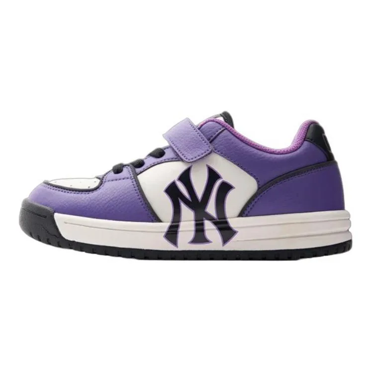 MLB Chunky Liner Abrasion Resistant Breathable Low top детские кроссовки для скейтбординга Purple Black White