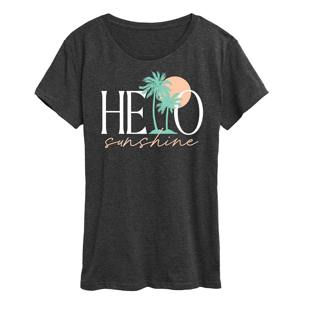 

Женская футболка с рисунком Hello Sunshine Palms, цвет Heather Charcoal