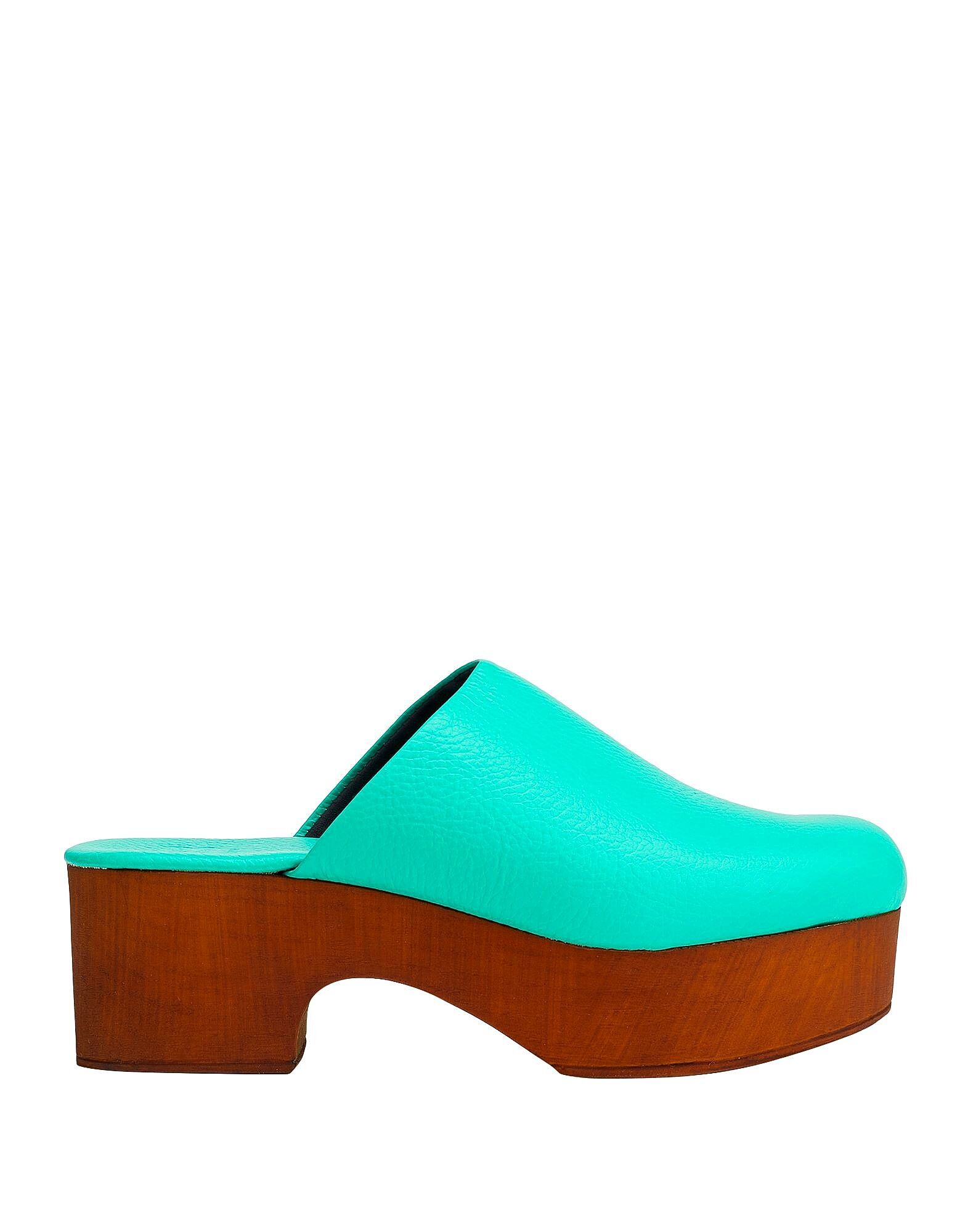 Сабо Drummed Leather Clogs 8 By Yoox, зеленый