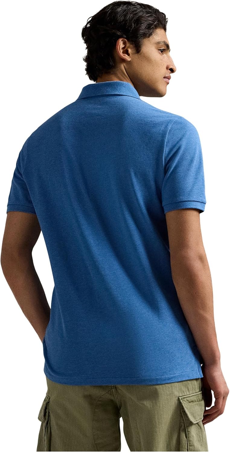POLO RALPH LAUREN Мужская классическая футболка-поло из сетчатой ткани, Fresh Surf Heather — фото 2