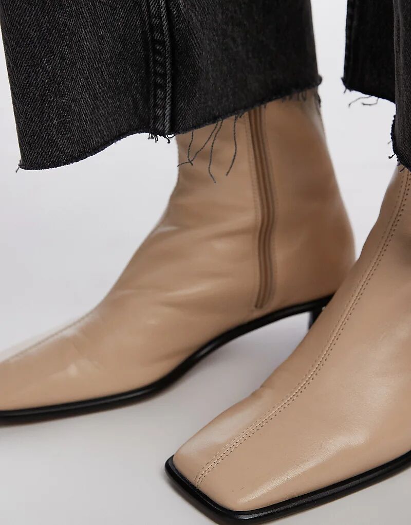 Ботильоны Topshop Noah из высококачественной кожи на каблуке в цвете «кремовый» — фото 3