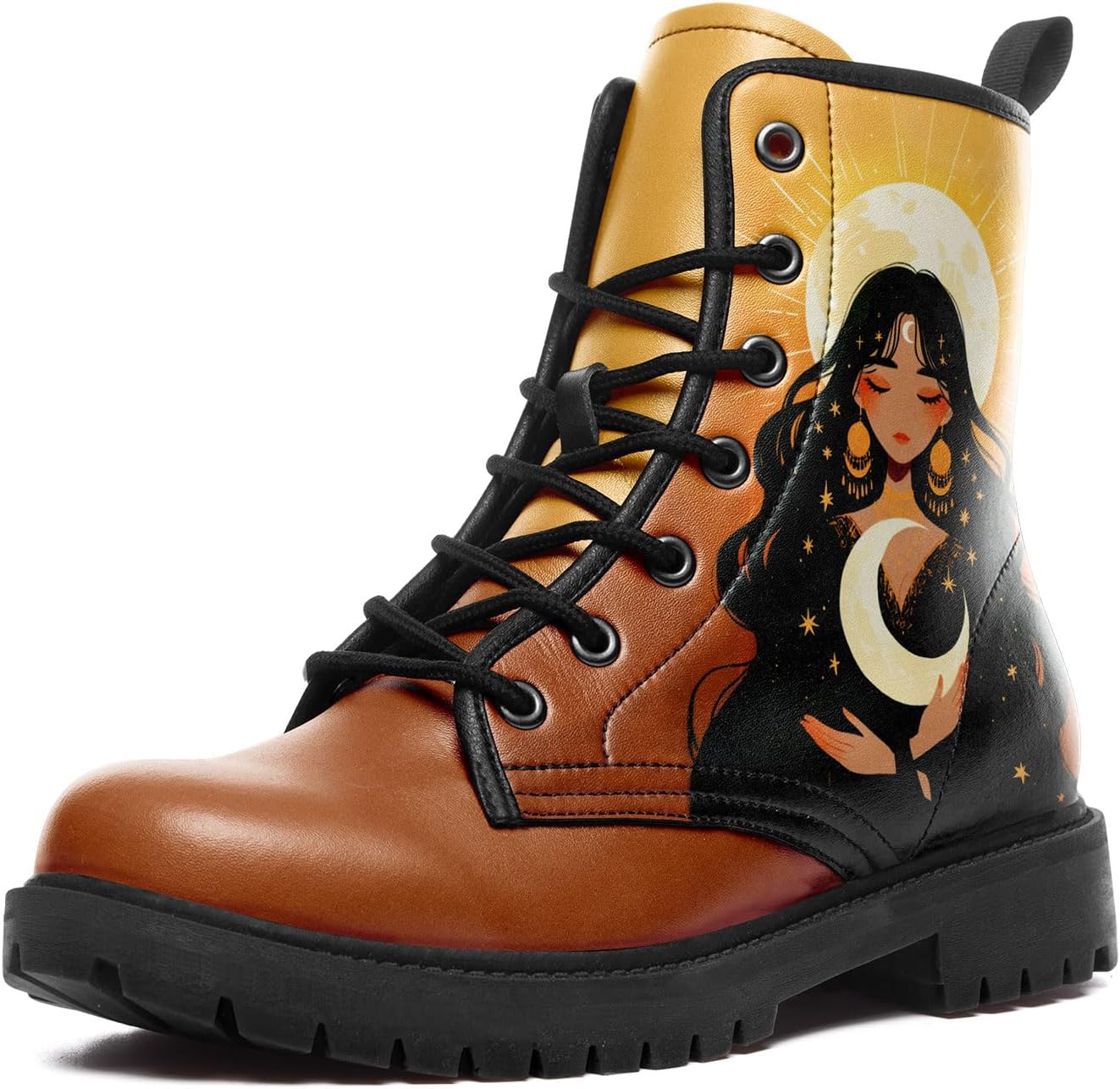 

Женские ботильоны Sun and Moon Fashion, мужские платформенные кожаные ботинки с шнуровкой, подарочные зимние и осенние платьевые ботинки Awsole, оранжевый/бежевый