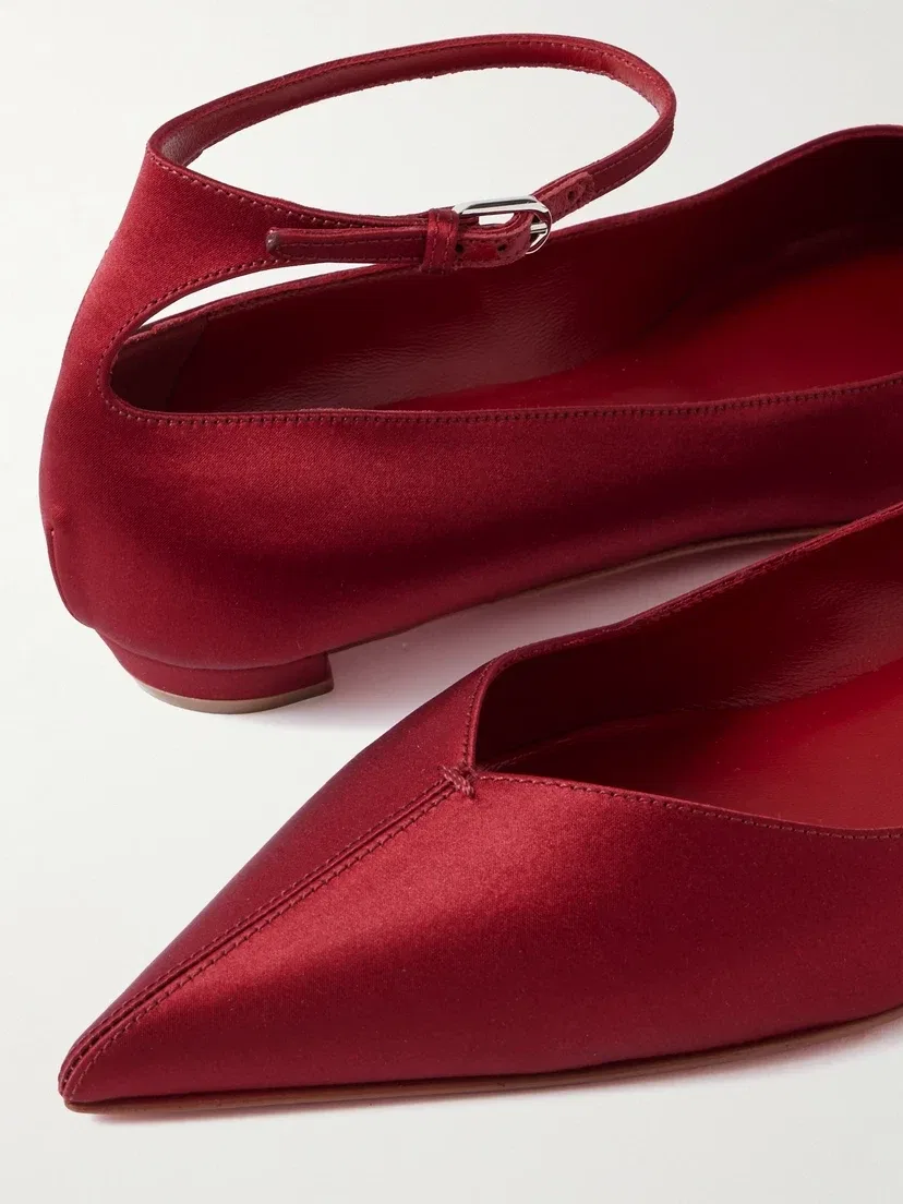 Атласные балетки с острым носком Erozeena Christian Louboutin, красный — фото 4