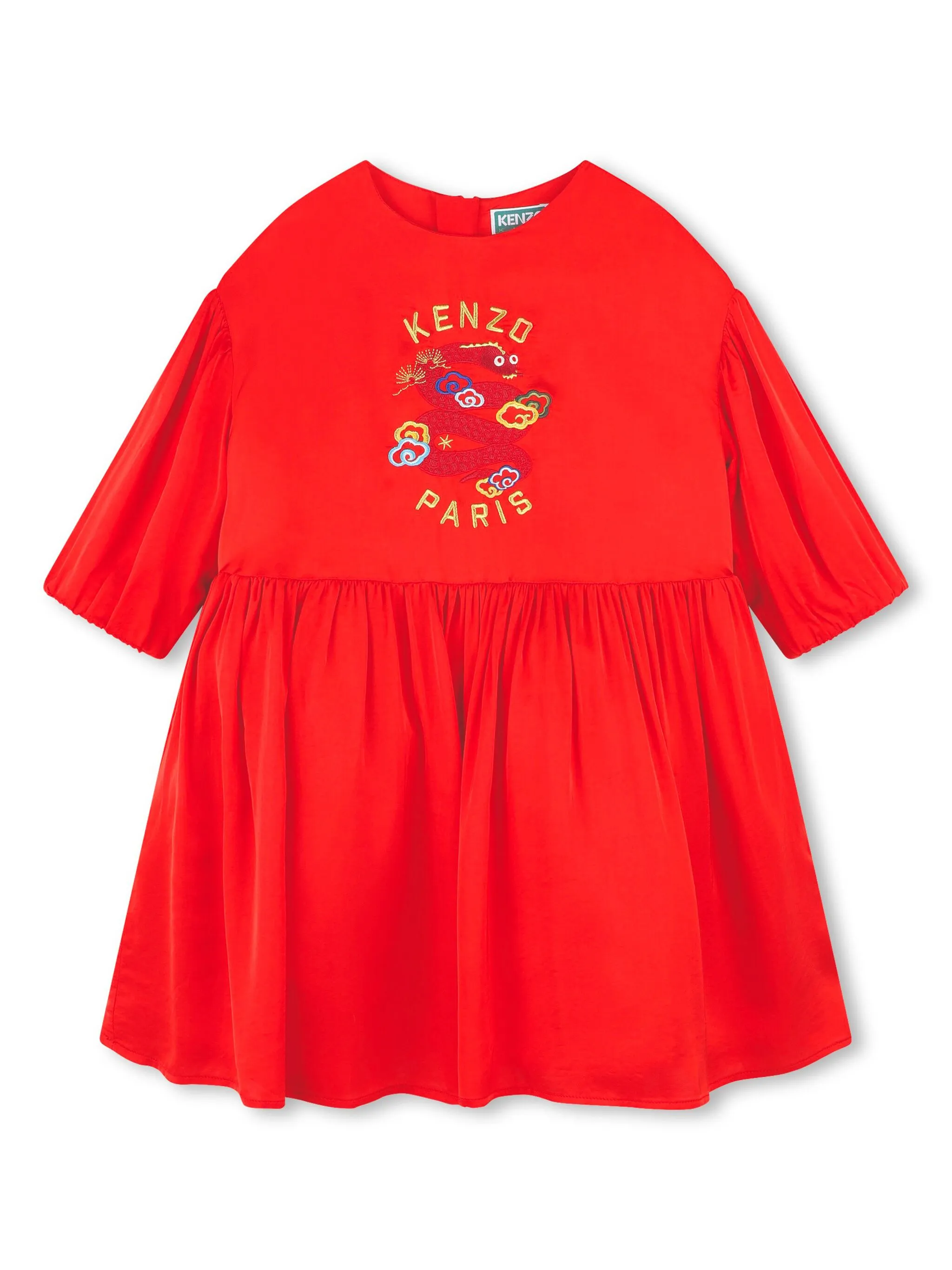 

Платье с вышитым логотипом Kenzo Kids, красный