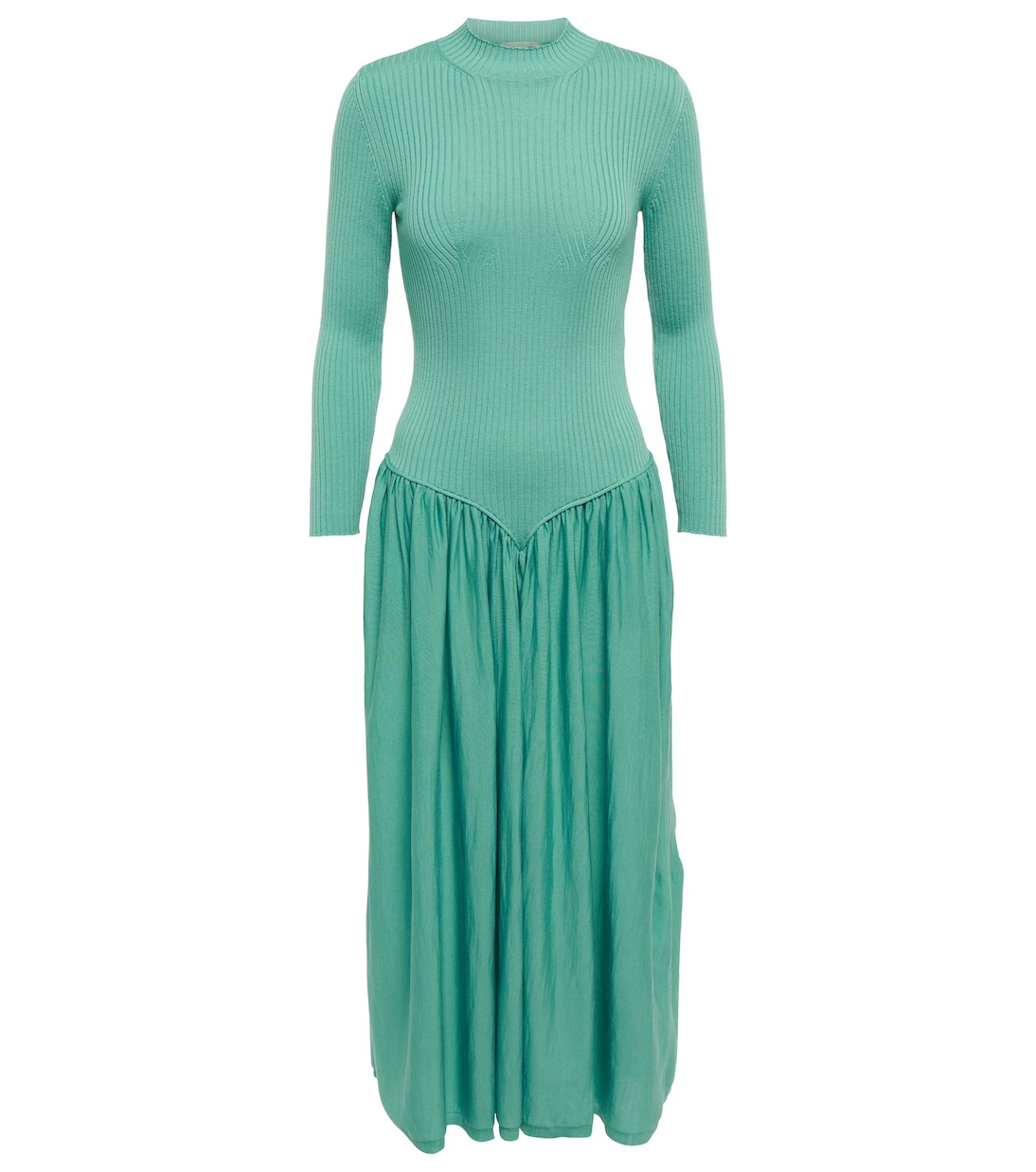 

Платье миди из шерсти с воротником-стойкой Stella McCartney, Peacock