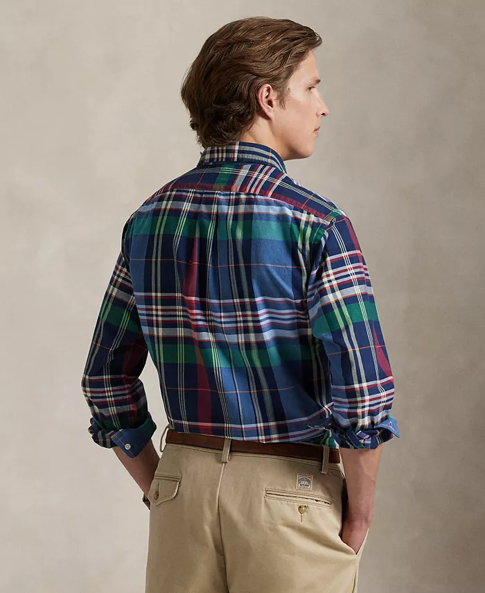 Мужская классическая клетчатая рубашка Оксфорд Polo Ralph Lauren, красный — фото 4