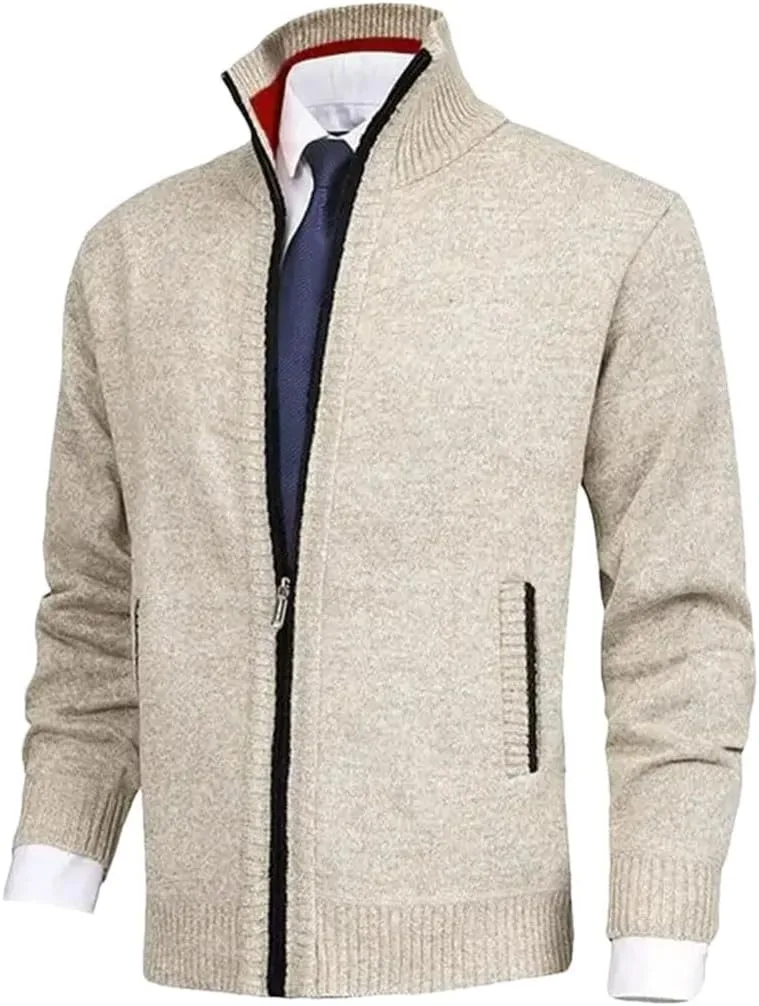 

Мужской вязаный кардиган зимний утепленный