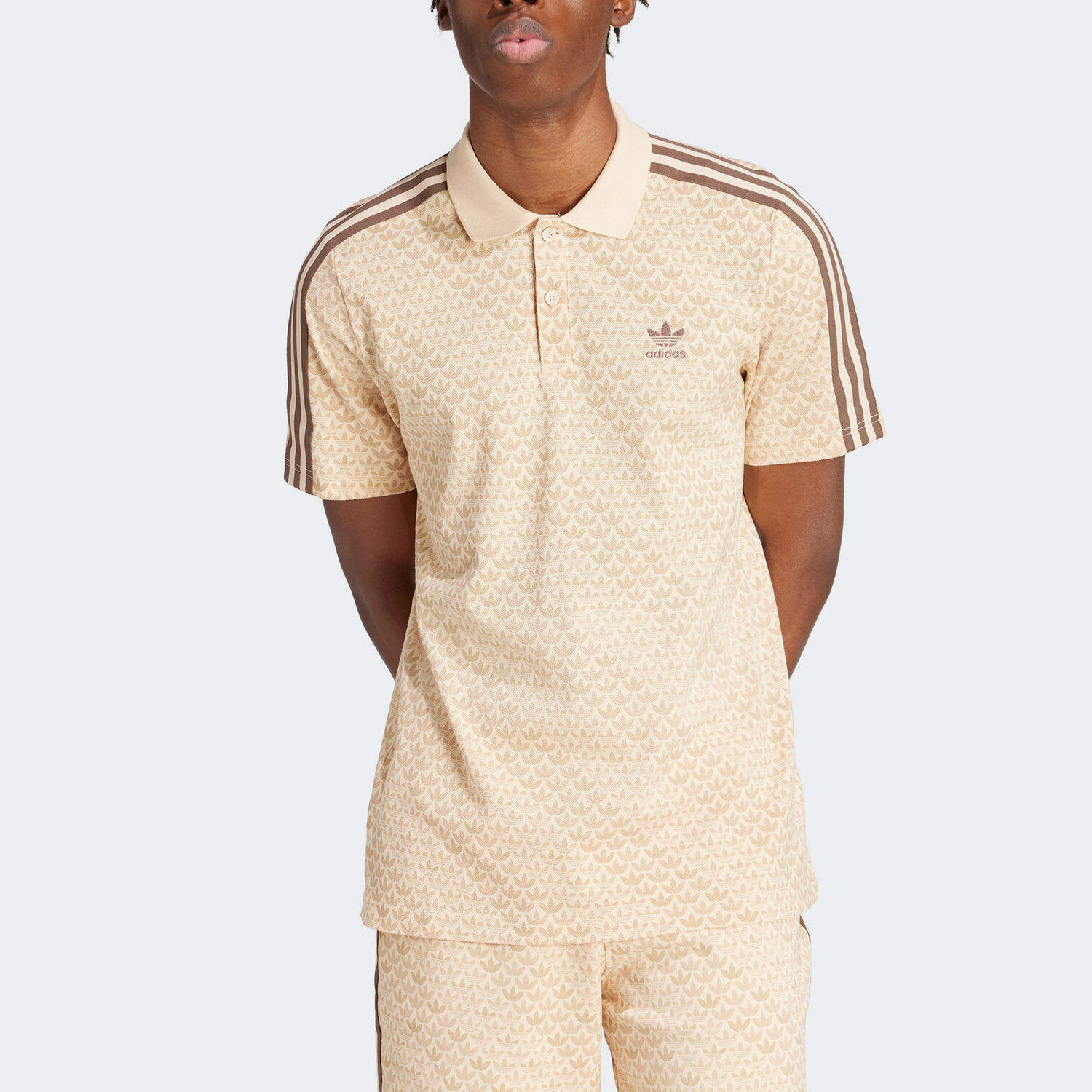 Рубашка поло мужская бежевая Adidas Originals, бежевый — фото 2