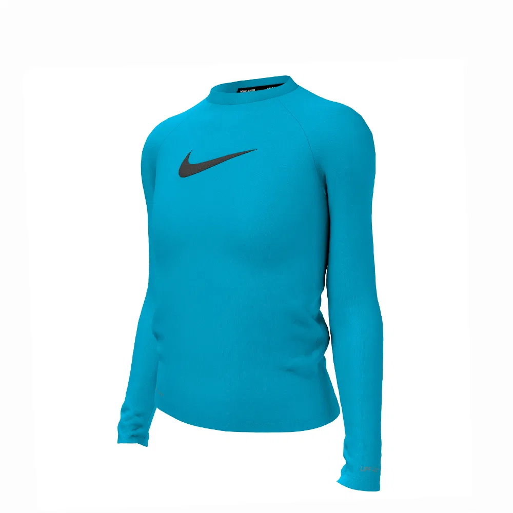 Детский синий рашгард с длинным рукавом Nike Swim