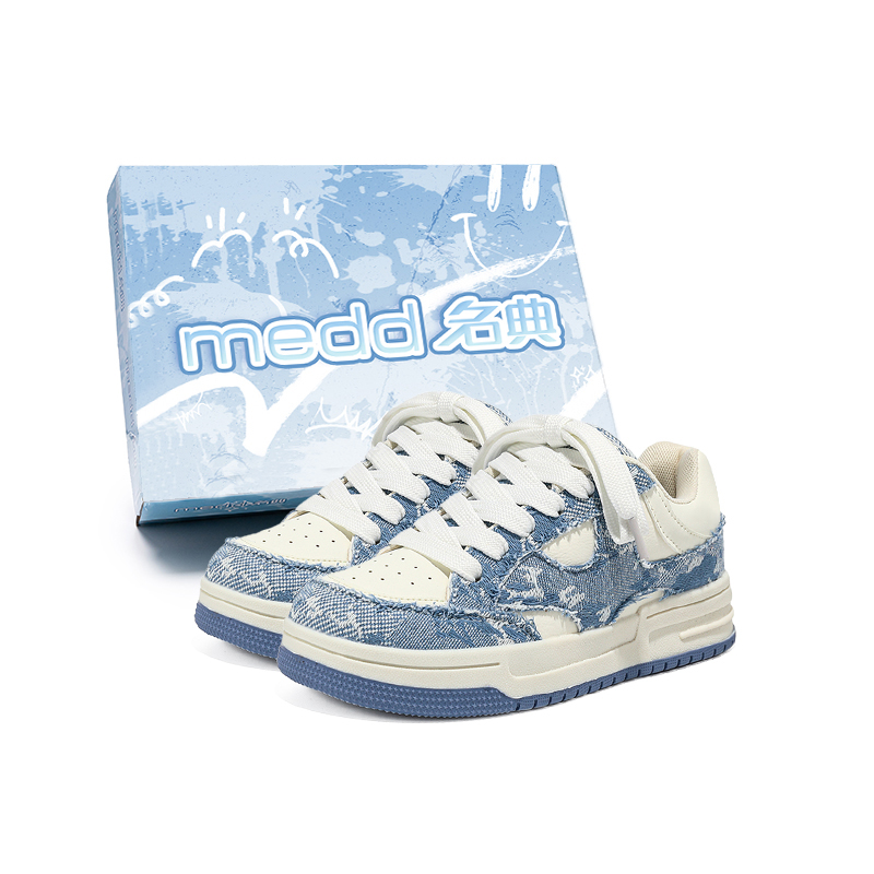 

Medd Скользоустойчивые амортизирующие износостойкие дышащие низкие скейтбордские кроссовки унисекс бело-голубые, цвет White Blue