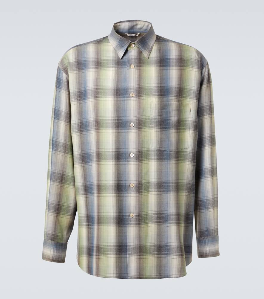 

Клетчатая шерстяная рубашка Auralee, Blue Green Check