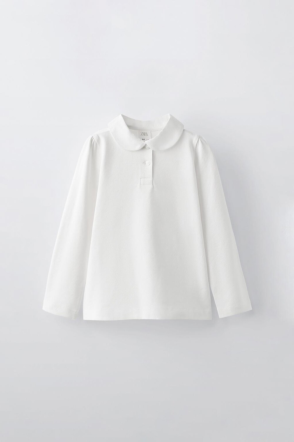 

Контрастная рубашка-поло из пике ZARA, белый