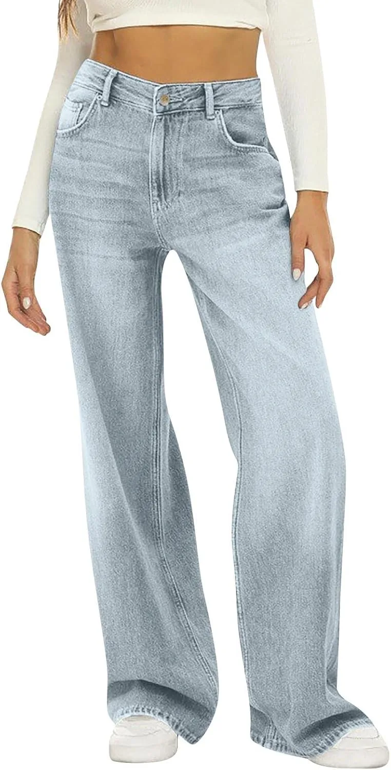 

Джинсы женские Fashion Retro High-Waisted Straight Leg Shusuen