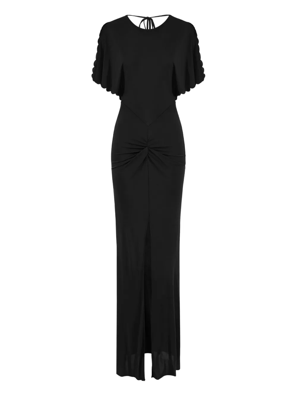 

Платье макси с отделкой фестонами Elisabetta Franchi, черный