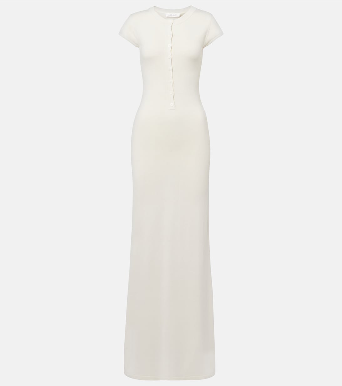 

Длинное трикотажное платье Caden из смесового шелка Aya Muse, белый