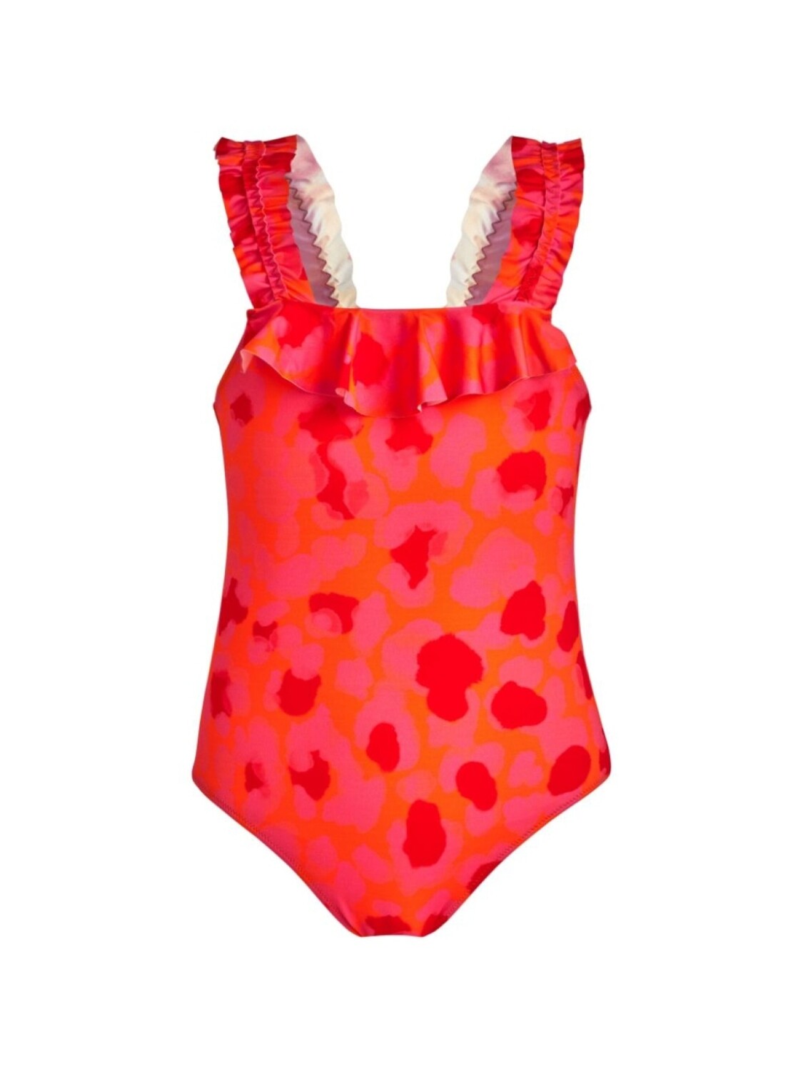 

Vilebrequin Kids Новый купальник с леопардовым принтом и оборками, оранжевый