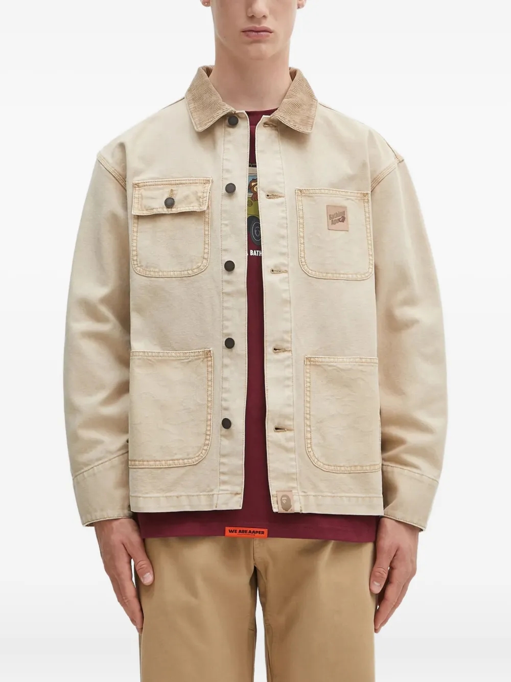

Куртка с вельветовым воротником A BATHING APE, нейтральный