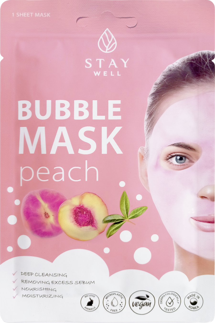

Маска для лица STAY WELL Deep Cleansing Bubble Mask - Peach