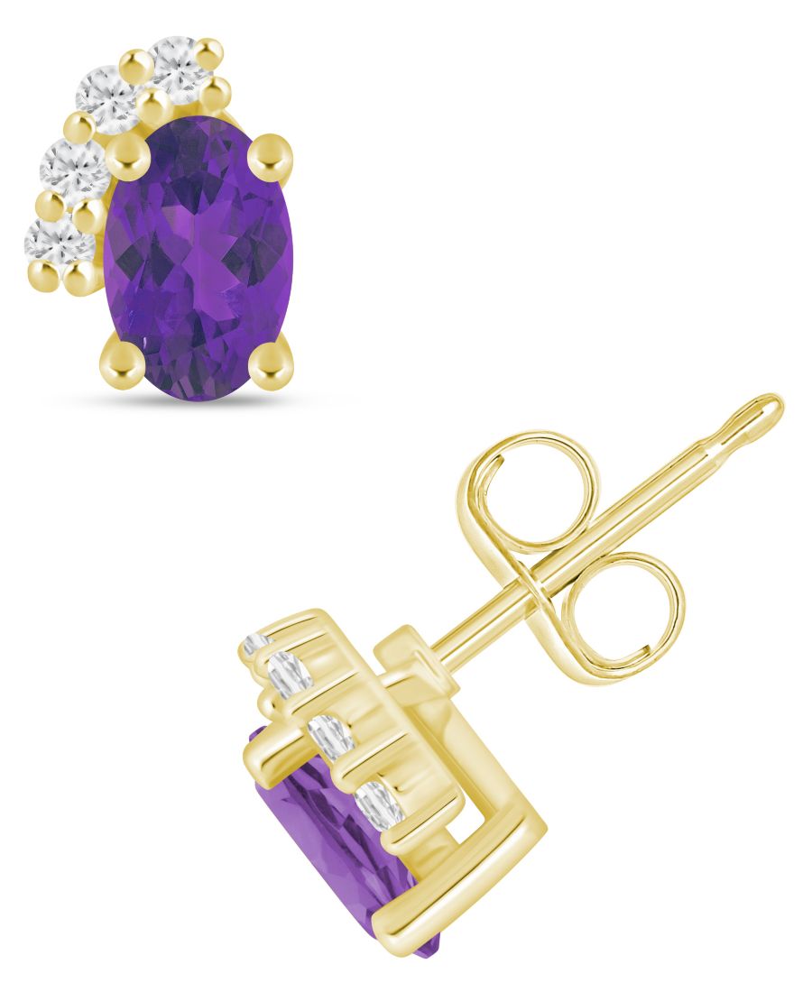 

Серьги с драгоценными камнями и бриллиантами (1/10 карата) в оправе из белого золота 10 карат (также доступны в оправе из желтого золота 10 карат) Macy's, Amethyst