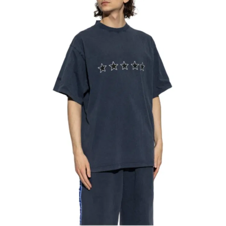 Футболка с принтом Star, crewneck Balenciaga, Blue — фото 3