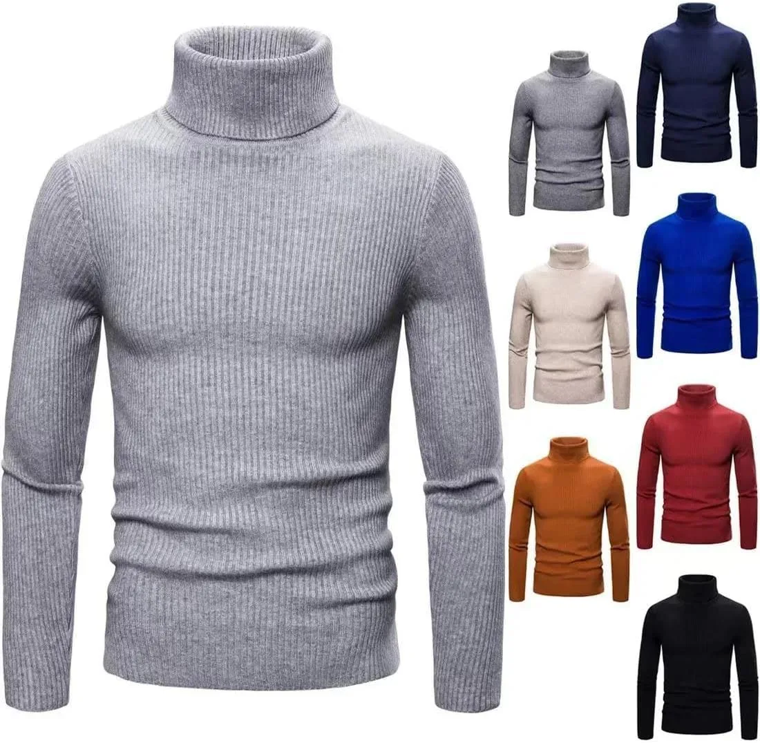 Мужской свитер-водолазка Casual Slim Fit с длинными рукавами — фото 3
