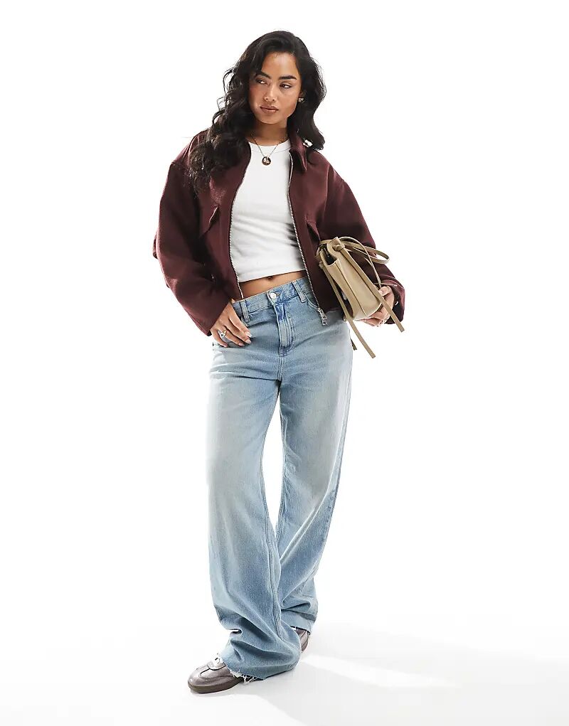

Чистый формальный бомбер в бордовом цвете ASOS DESIGN