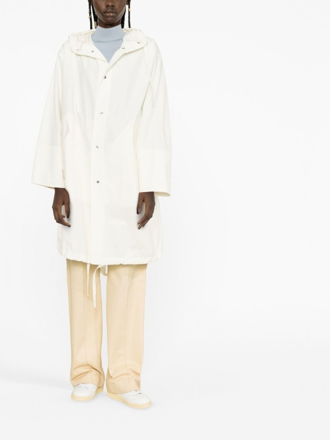 Jil Sander пальто с логотипом и кулиской, нейтральный цвет — фото 3