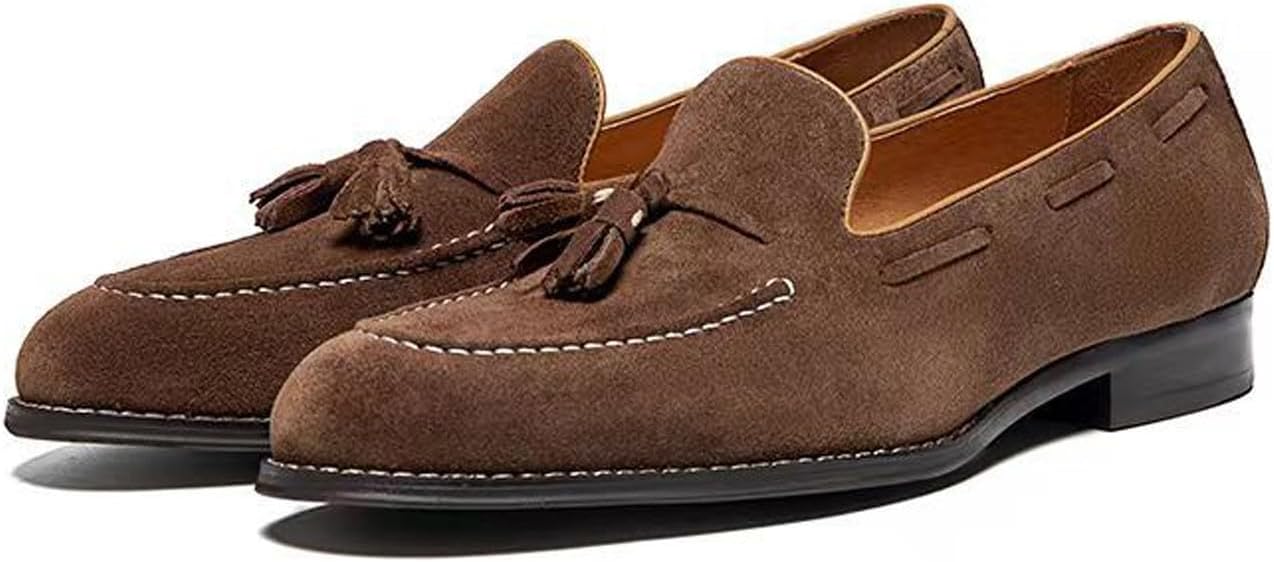 

Мужские лоферы Santimon с кисточками, туфли без шнуровки, повседневные и нарядные мокасины современного дизайна, из настоящей кожи, удобные и дышащие, модные туфли под смокинг для мужчин, Tan