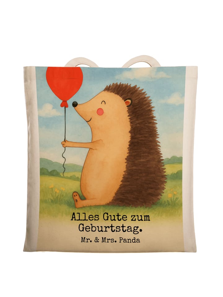 

Mr. & Mrs. Panda Сумка-шоппер с изображением ежика и воздушного шарика, надпись белого цвета