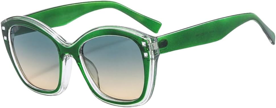 

Роскошные солнцезащитные очки с градиентной оправой, зеленые, круглые, женские, стильные, «кошачий глаз», с заклепками, защита от УФ-излучения UV400 LVTFCO, C6 Green Tea