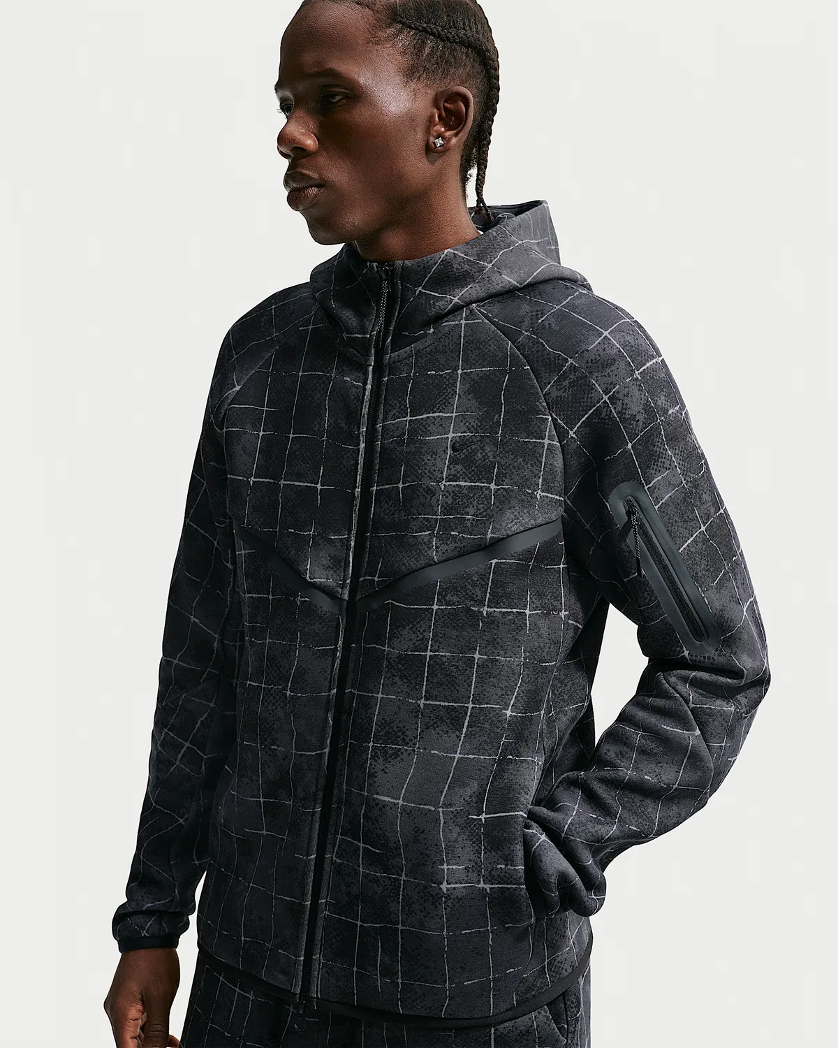 Мужская флисовая куртка на молнии Nike Tech Windrunner, Iron Grey/Black