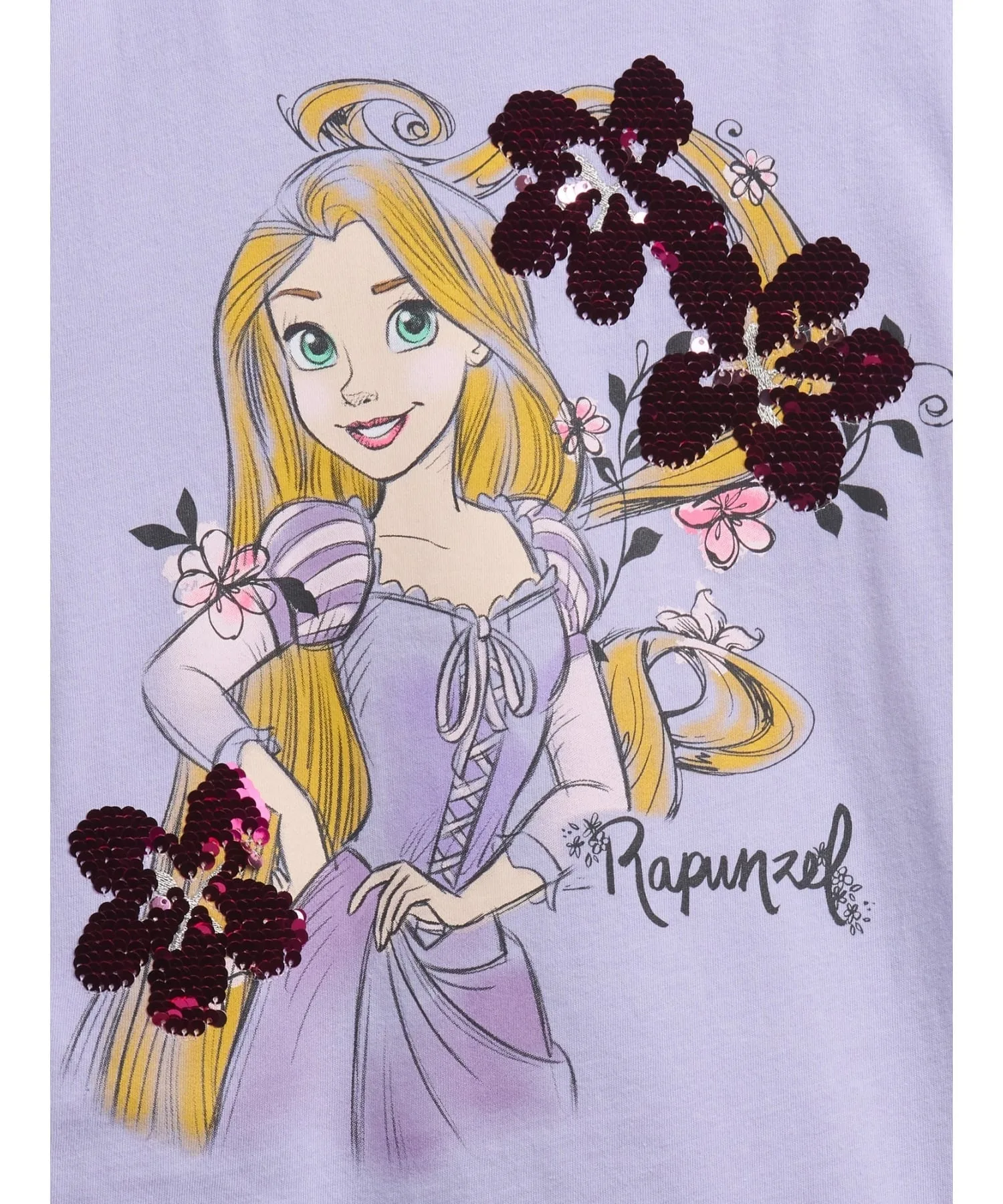 (K)GapKids x Disney Футболка свободного кроя с откидными блестками GAP, ORCHID_207 — фото 4