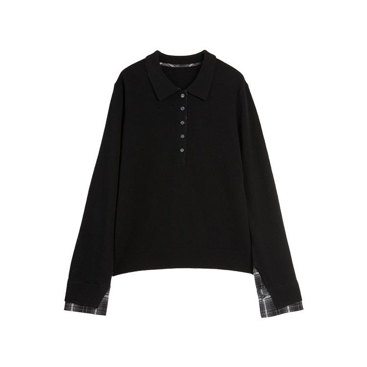 

Свитер женский с воротником-поло, умеренный, прочие ELLE, черный