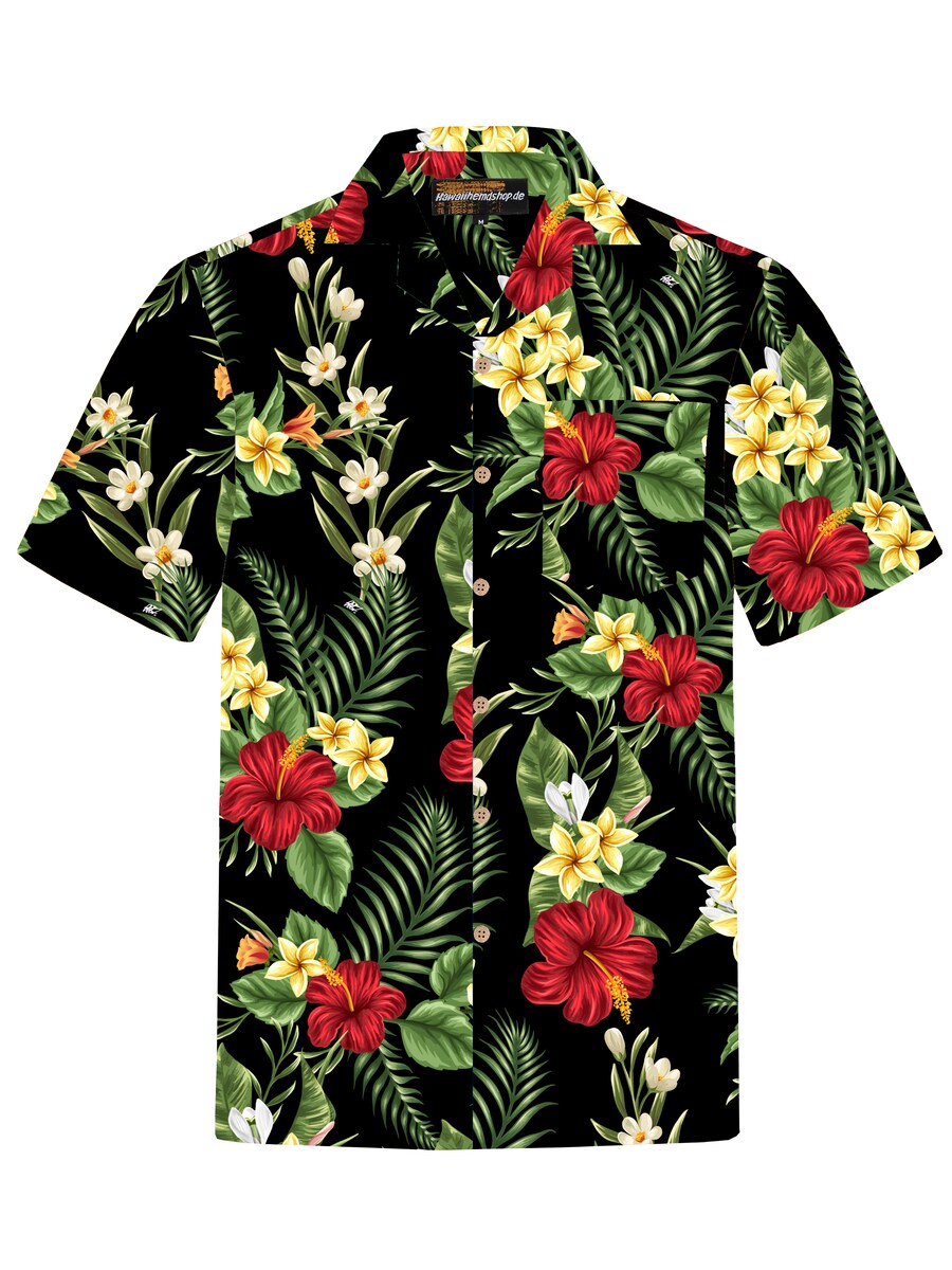 

Рубашка на пуговицах классического кроя Hawaiihemdshop.de Colourful Flowers, черный