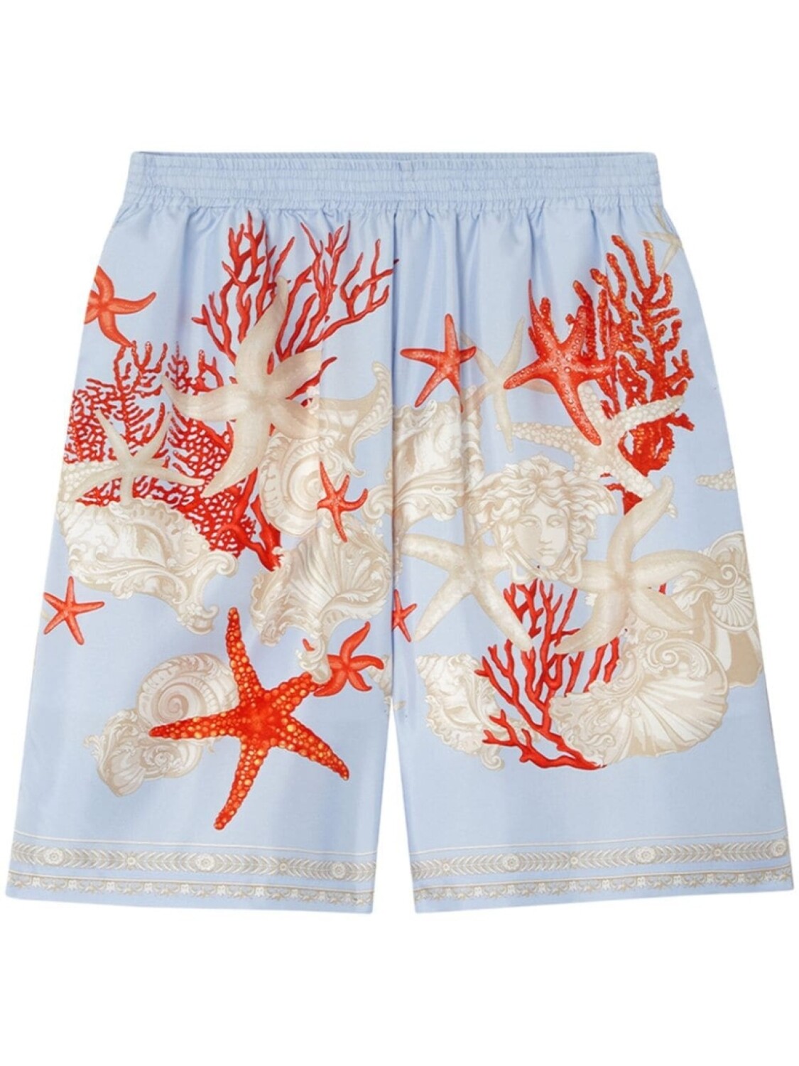 

Versace шелковые шорты с принтом Barocco Sea, синий