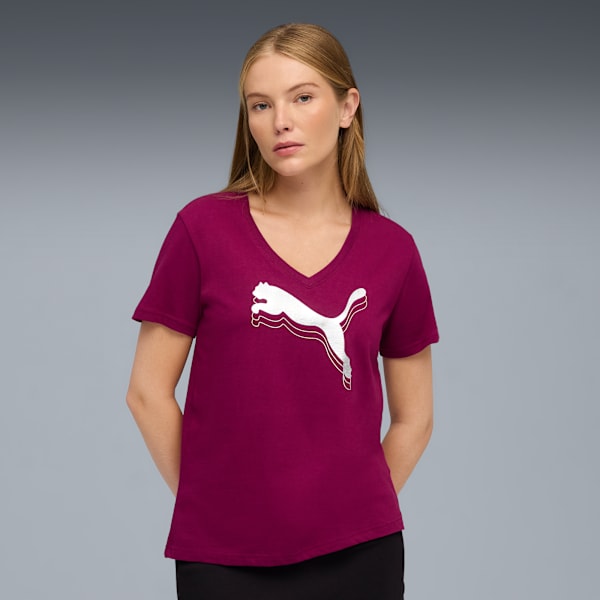 

Женская футболка с V-образным вырезом Puma Essentials Metallic, розовый