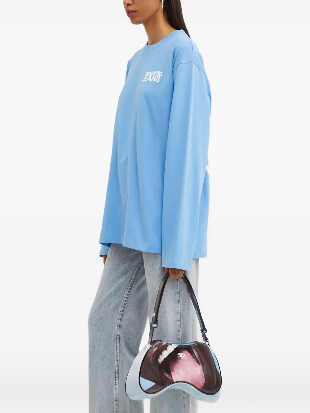 

Лонгслив с логотипом Moschino Jeans, синий