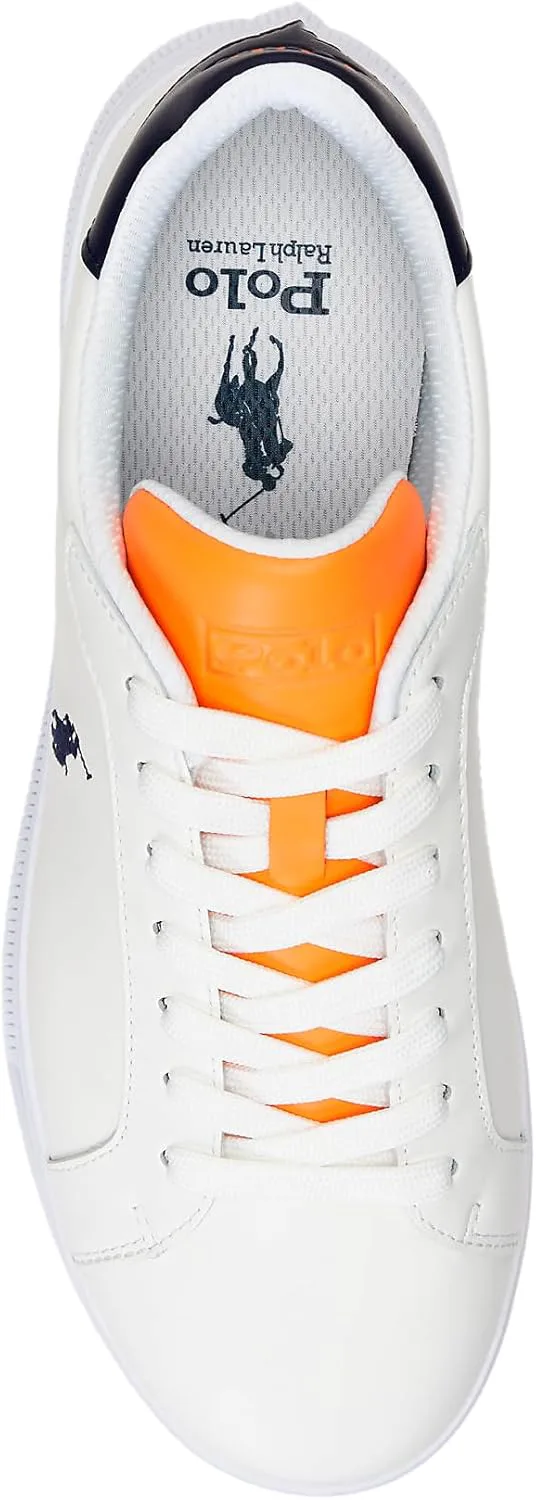 Мужские кожаные кроссовки Polo Ralph Lauren Heritage Court II, белый/темно-синий/оранжевый — фото 3