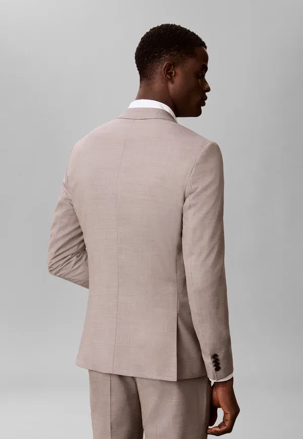 Пиджак Calvin Klein Micro barleycorn slim blazer jacket, жареный кешью — фото 2
